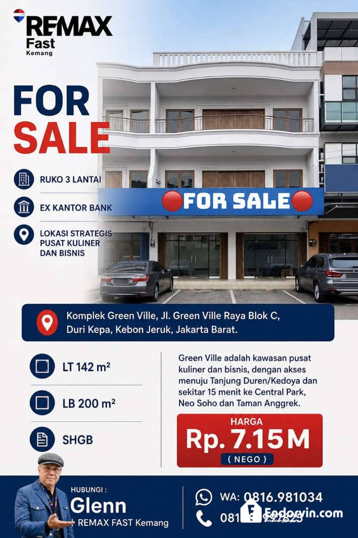 RUKO 3 LANTAI DI GREEN VILLE – LOKASI PREMIUM, POTENSIAL UNTUK BISNIS
